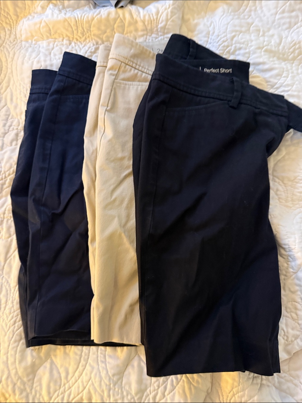3 pairs of Talbots black, Navy and Khaki Stretch Shorts - Classic Perfect Short